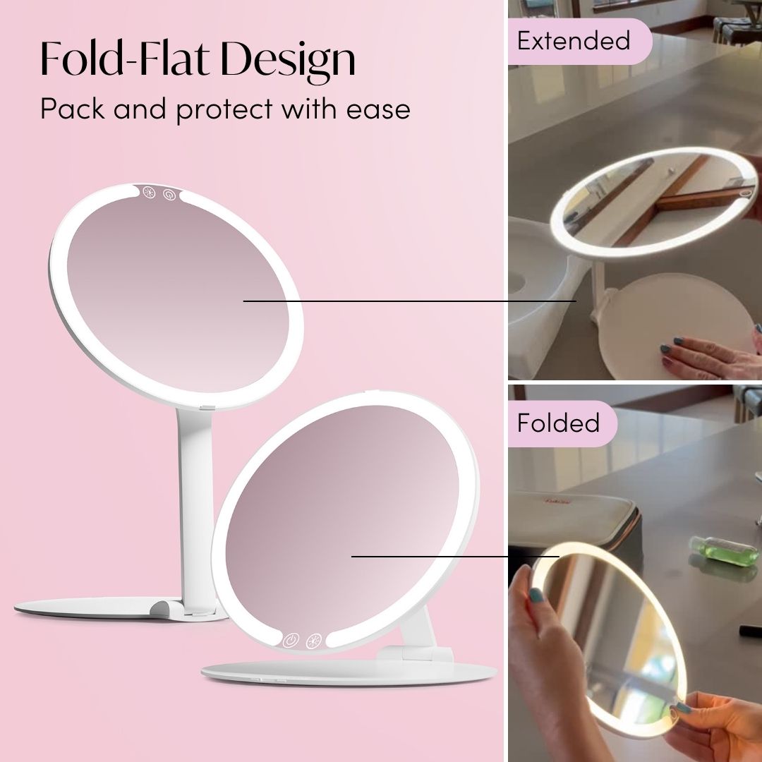 Abigail LED Travel Makeup Mirror - Portable Glow Anywhere | Louvrs