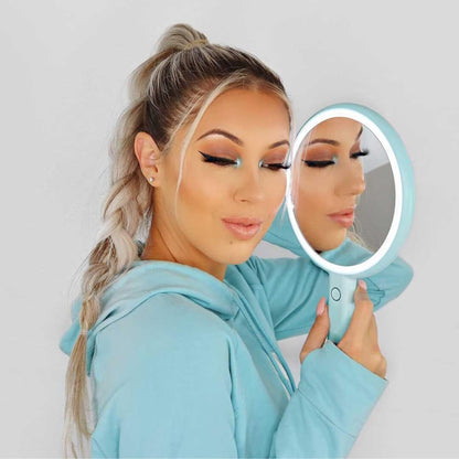 Cami LED Lighted Makeup Mirror - Dual 1x/5x Magnifying Handheld Vanity | Louvrs