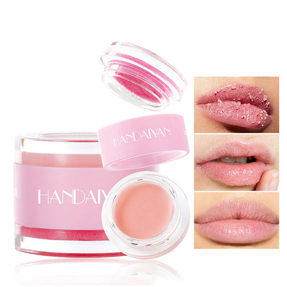 HANDAIYAN 2-in-1 Lip Scrub and Moisturizing Lip Balm set with before and after results for soft, smooth lips.
