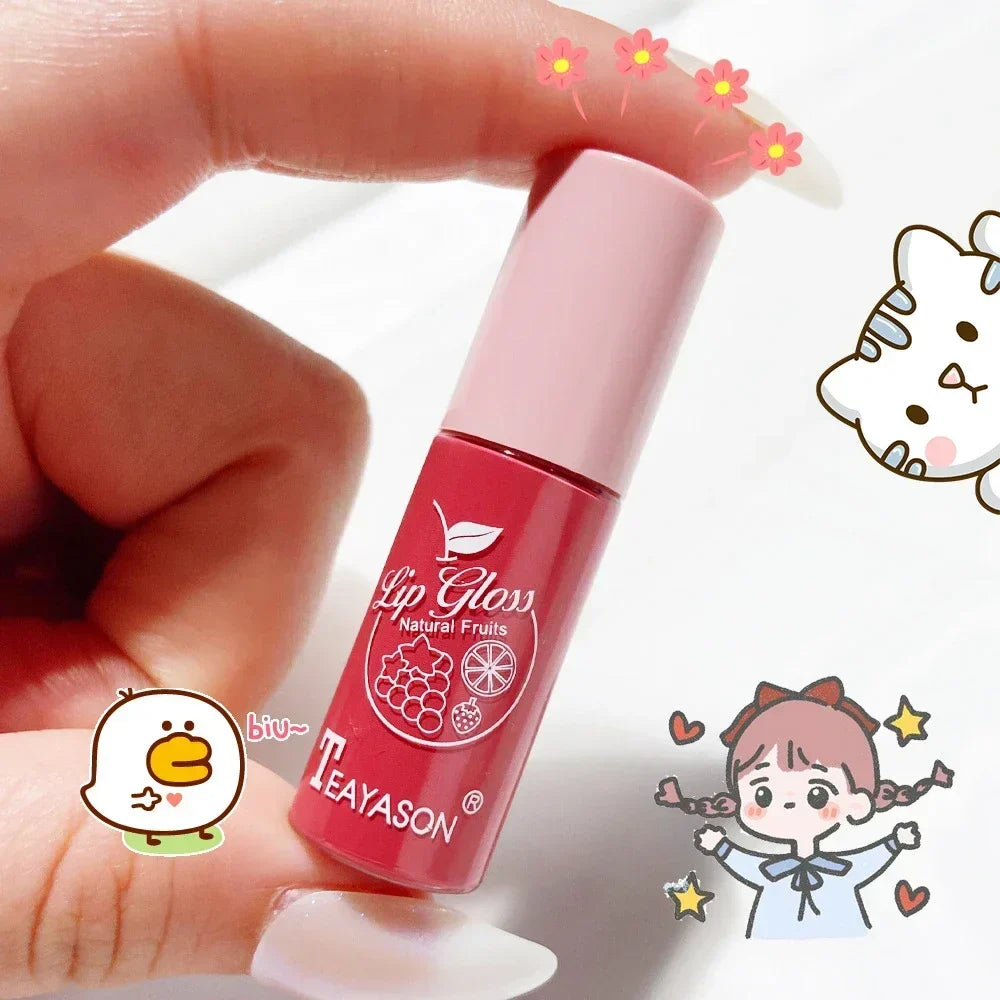 Teayason vibrant pink waterproof lip gloss with a high-shine finish from the LuxeGloss 10-color collection.