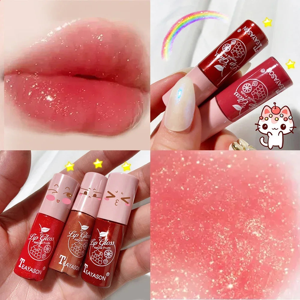 LuxeGloss high-shine pink lip gloss kit showing vibrant swatches and waterproof shimmer liquid lipsticks.
