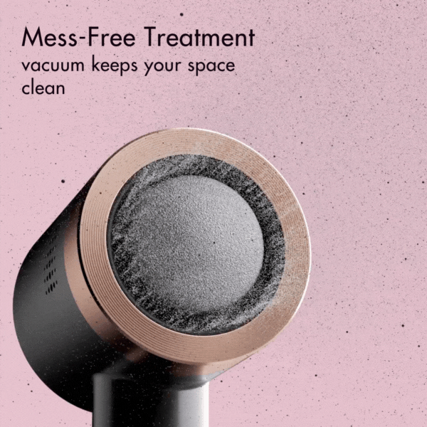 Cali Electric Callus Remover with vacuum for a mess-free foot file treatment, shown in pink and black against a pink background.