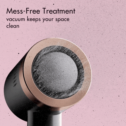 Cali Electric Callus Remover with vacuum for a mess-free foot file treatment, shown in pink and black against a pink background.