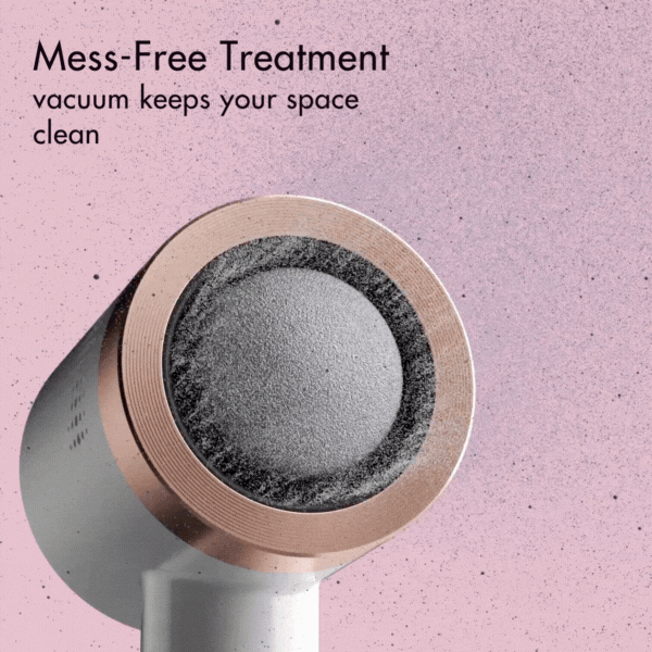 Cali electric callus remover with built-in vacuum for mess-free pedicure treatment on a pink background.